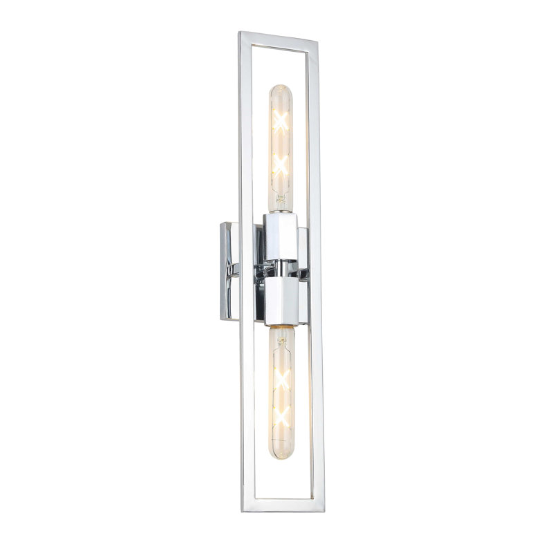 Payan 2-Light Dimmable Steel Wall Sconce, 22" H x 4.5" W x 2.5" D, Polished Chrome