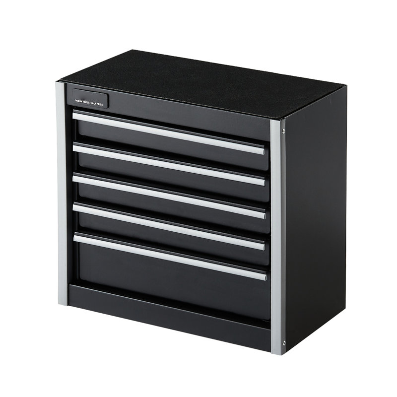 Boîte à outils portative noire de 8,6 pouces avec 5 tiroirs, convenant au bureau et à la chambre à coucher, rangement multifonctionnel, boîte en métal avec rails de tiroir lisses, bijoux de rangement noirs et efficaces, couche