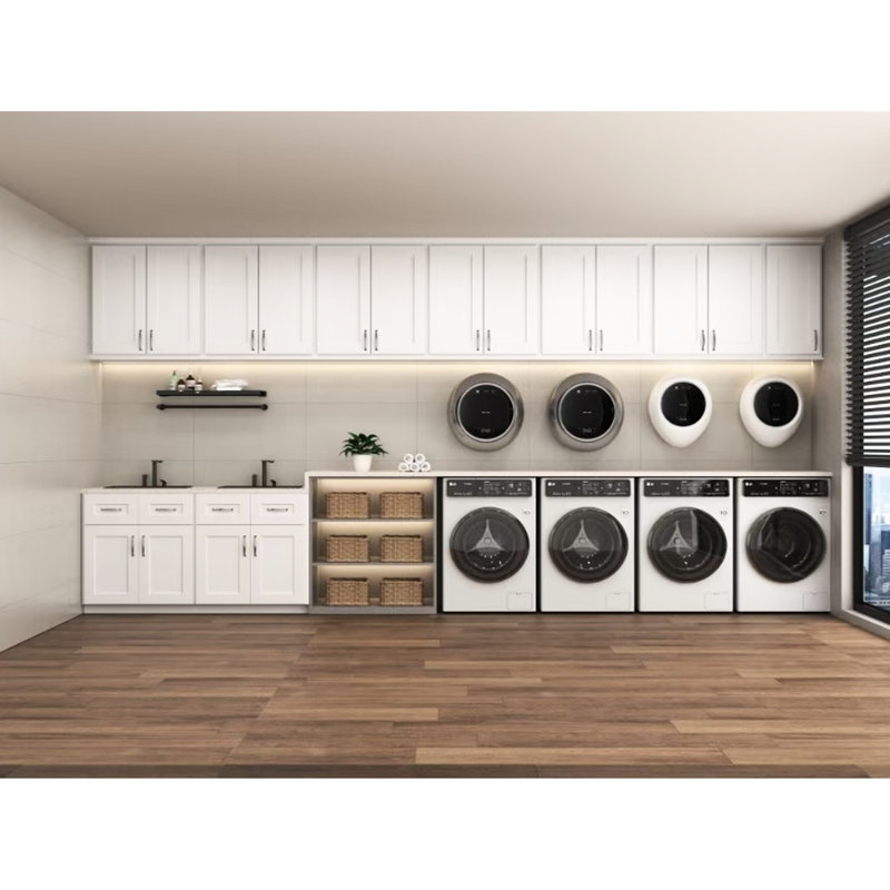 Armoire murale à double porte en bois massif pour la cuisine, la salle de bain et le rangement pour le salon - l 24 po x P 12 po x H 36 po, tablettes réglables, finition laquée, blanchisserie blanche facile à installer, 2 charnières à fermeture en douceur, assembler,