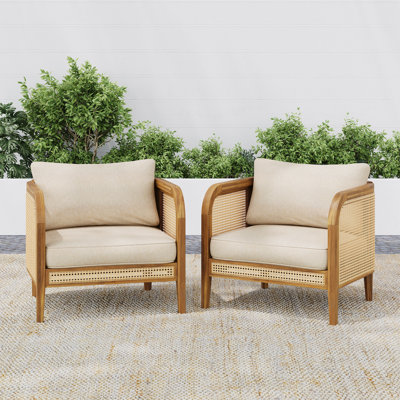 Chaise avec accoudoirs d'extérieur rembourrée, ensemble de 2