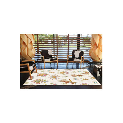 Tapis beige décoratif multicolore à motif d'oiseaux et de tigres lavable à la machine