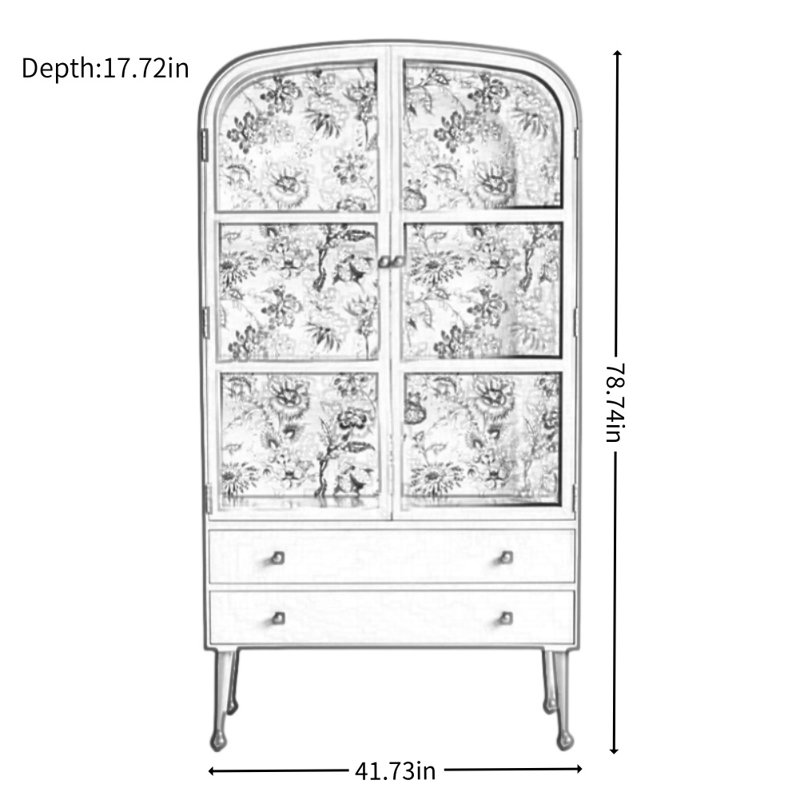 French Retro Green Display Cabinet