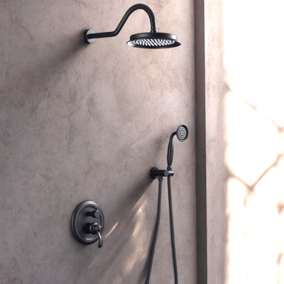 Système de douche complet rétro avec valve brute et pomme de douche à pluie 9 pouces