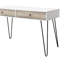 Bureau taupe avec 2 tiroirs de rangement et ornements en métal - Idées de rangement