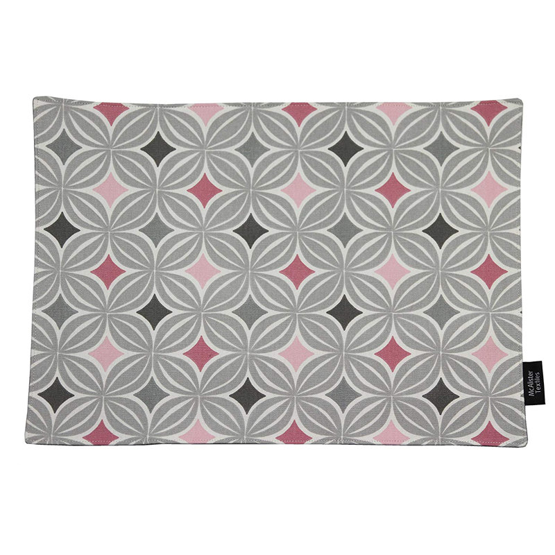 Amethy Cotton Geometric Rectangle Placemat, Blush Pink