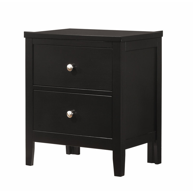 Ensemble de chambre à coucher 2 pièces avec table de chevet noire et grise Halliday, Simple