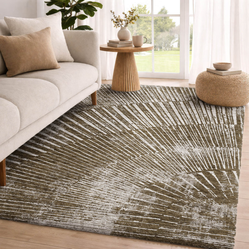 Premium Machine Washable Dream Shag ADS542 Fan-Like Rug, 8' x 10', Chocolate