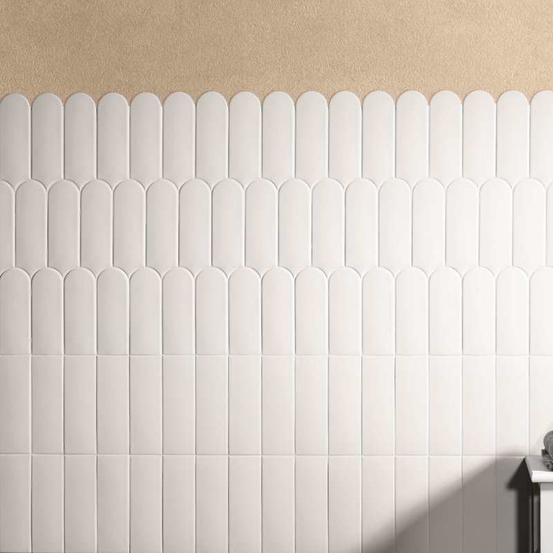 Carrelage mural espagnol mat 3 "x 8", Blanc transparent