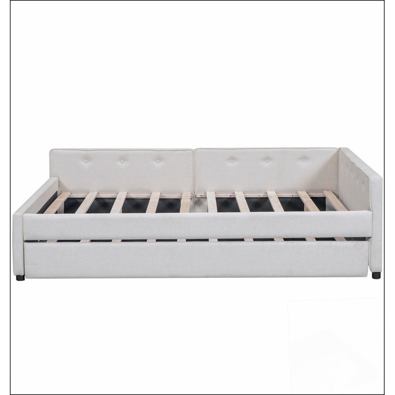 Lit plateforme tapissier avec port USB et lit gigogne simple