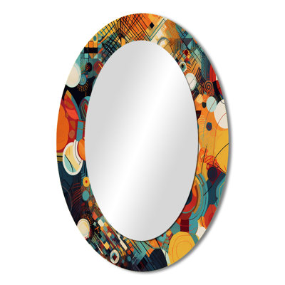 Orange Retro Vibe Background III - Abstract Oval Decorative Mirror On Metal