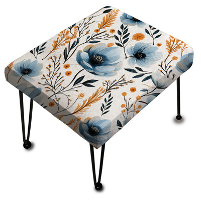 Motif floral aquarelle fantaisie bleue - Repose-pieds rectangulaire floral