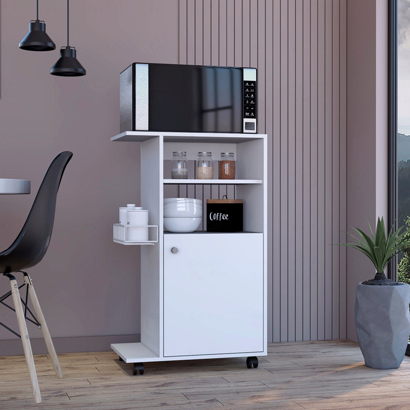 Kitchen Cart, Single Door Cabinet, Four Casters