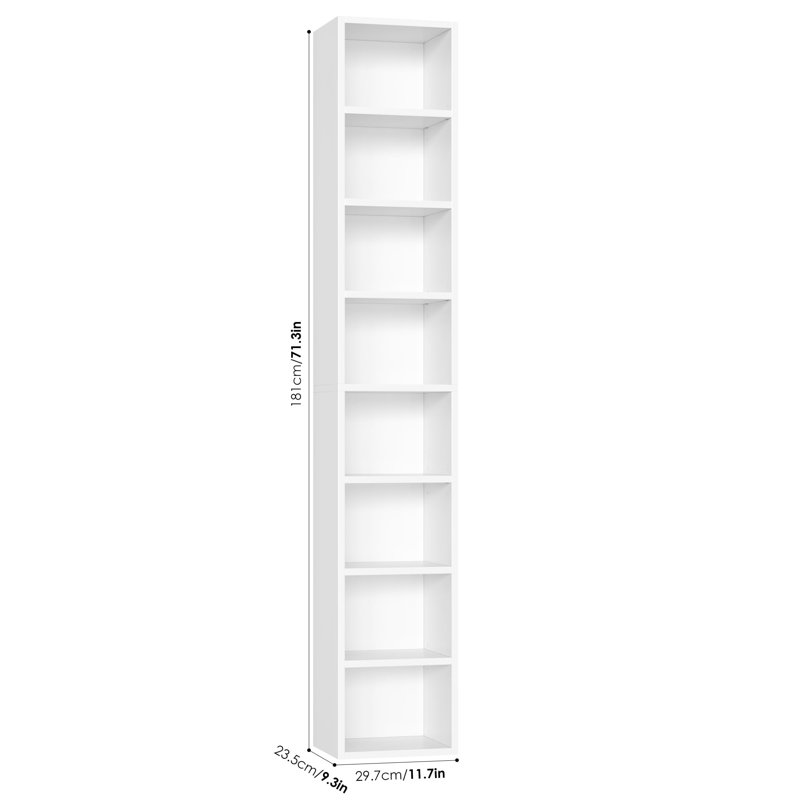 2 tablettes de 71 po de hauteur avec bibliothèque multimédia à 8 niveaux, 2 pièces, White