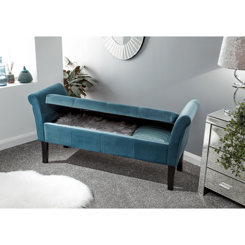 Newtowne Upholstered Storage Bench, Teal