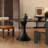 Black Round Solid Wood Dining table-1015780849