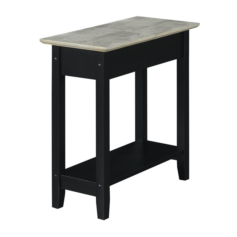 Carbin End Table and Built-In Outlets, Faux Birch Top/Black Base
