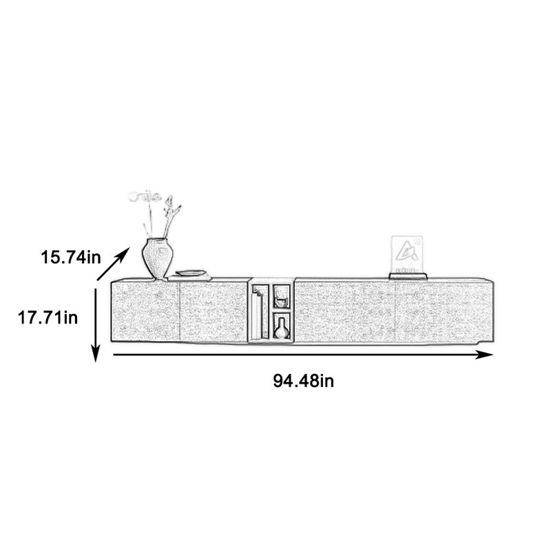Quenemo, Gray, 94.48"W x 17.71"H x 15.74"D