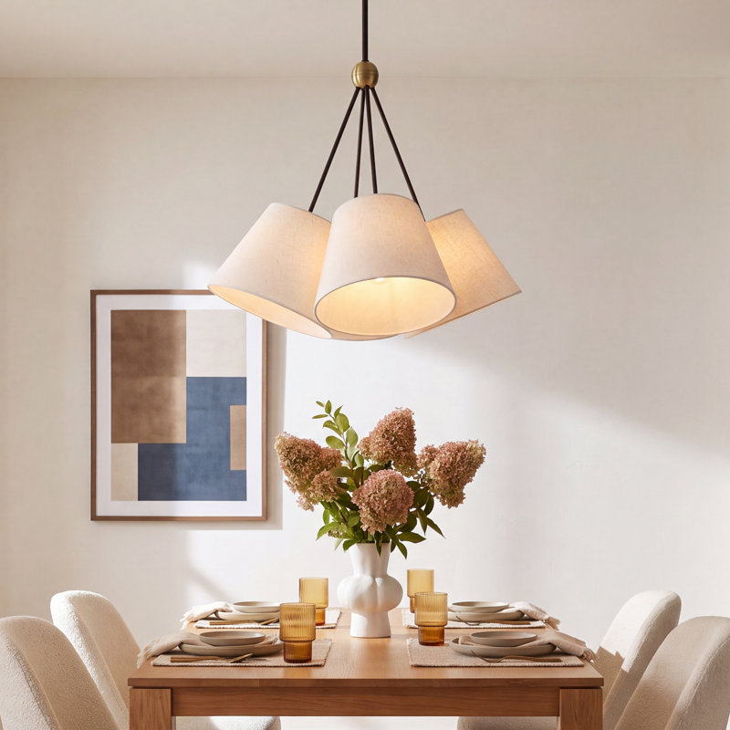 Grove 4-Light Chandelier, Oatmeal, Bronze