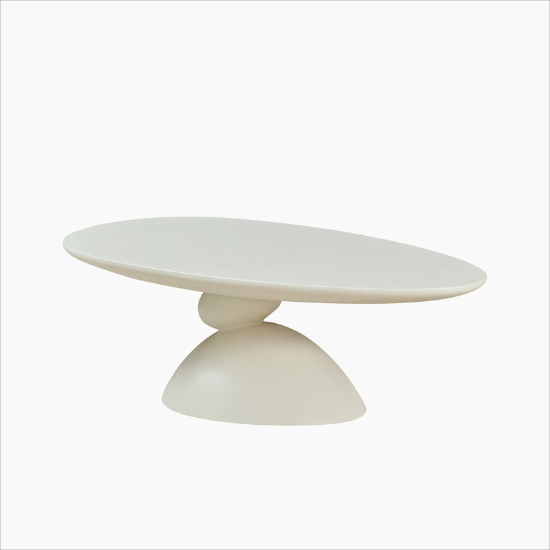 Table basse ovale, table de centre moderne, table à thé pour salon, Blanc lait