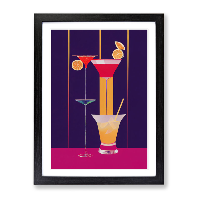 Selection Of Cocktails No.4 - Single Picture Frame Painting, 64cm H x 46cm W x 2cm D, Black Framed