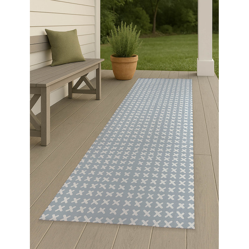 Cross Non-Slip Outdoor Rug, Runner 2'6" x 8'