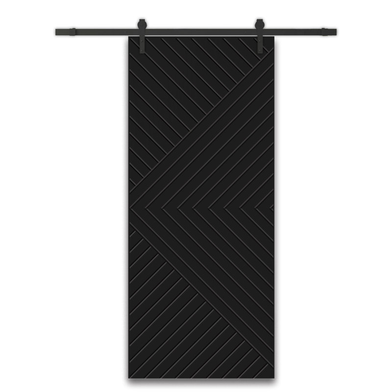 Porte de grange lambrissée en bois manufacturé et en métal peint avec trousse de quincaillerie d'installation, 28 po x 80 po