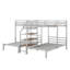 Lit superposé simple au-dessus de simple et simple en métal, structure de lit superposé triple avec tablettes de rangement et escalier-87746284