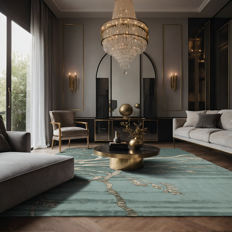 Tapis vert soyeux et moelleux, Rectangle 8 pi x 10 pi