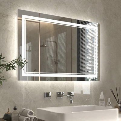Miroir de salle de bain mural surdimensionné sans cadre