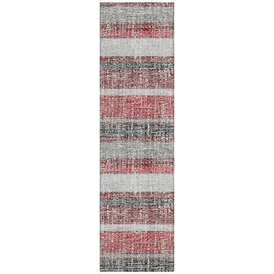 Machine Washable Indoor/Outdoor Xhevrie Burgundy Rug
