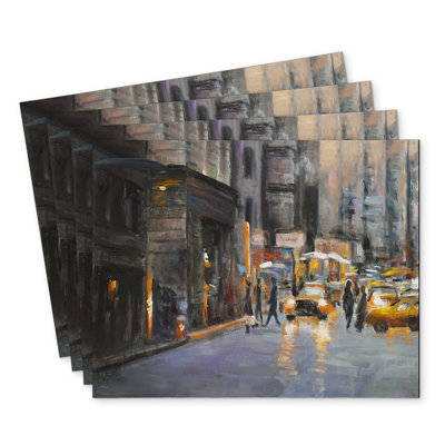Polyester Placemats Set of 4 - New York City Street Design