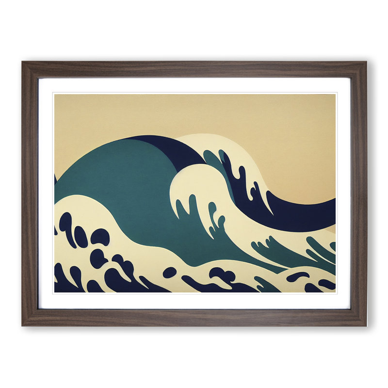 Abstract Japanese Wave Vol.2 - Framed Print, 46cm H x 64cm W x 2cm D, Walnut