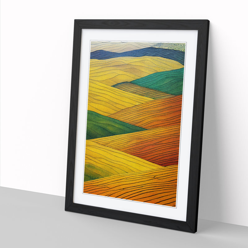 Watercolour Wheat Field Vol.1 - Picture Frame Print, Black, 64cm H x 46cm W x 2cm D