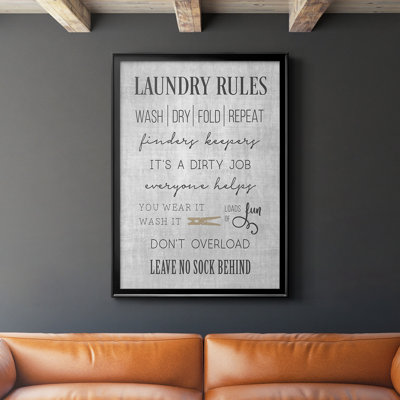 «Neutral Laundry Rules», reproduction encadrée de qualité supérieure - prête à être suspendue