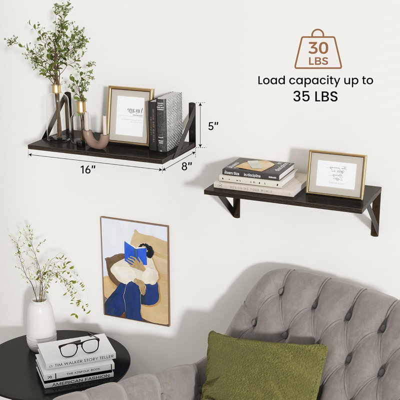 2 Piece Wood Floating Shelf