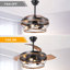 Ventilateur de plafond de style ferme noir de 42 pouces avec lumière et télécommande, moteur à courant continu réversible silencieux, ventilateur de plafond rétractable à 6 vitesses avec cage pour salon