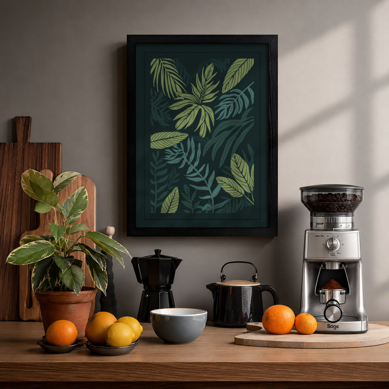 Leaf Study Botanical - Framed Print, Black, A4 - 29.7 x 21.0 cm