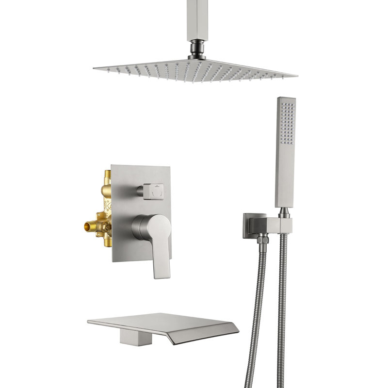 Robinet de baignoire et de douche avec valve brute, Nickel brossé