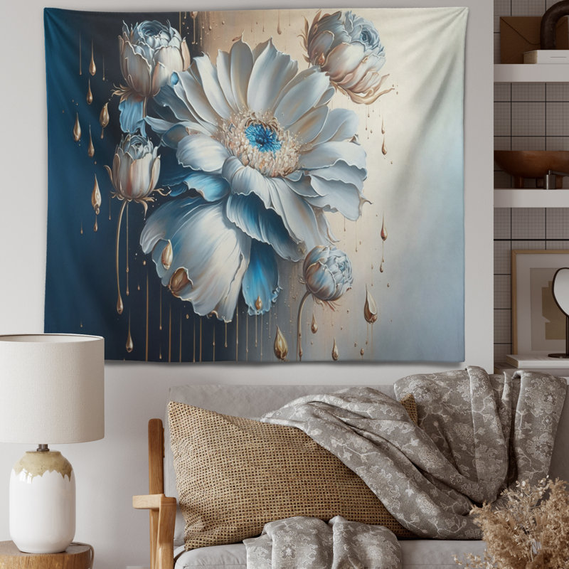 Tapisserie en polyester avec punaises, H 32 po x l 39 po