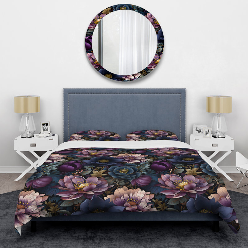 Moody Flora Moody Patterns I - Ensemble de housse de couette à motif floral, Housse de couette pour très grand lit et 2 très