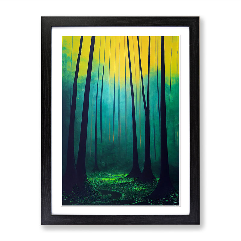 A Colourful Forest No.4 Abstract - Single Picture Frame Painting, 64cm H x 46cm W x 2cm D, Black Framed