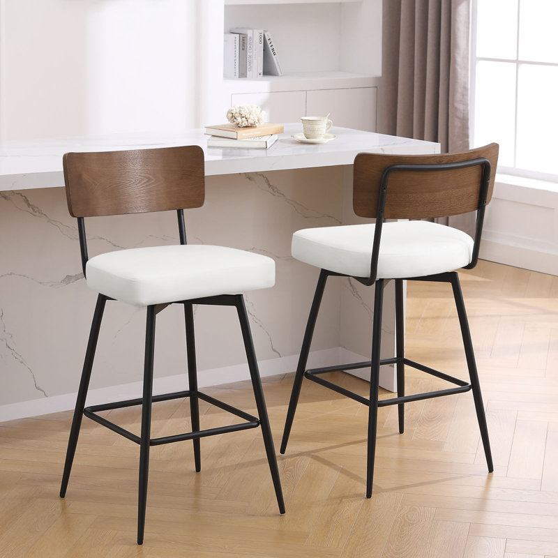 Tabouret de bar et de comptoir pivotant rembourré, Blanc, 3, Tabouret de bar (siège d'une hauteur de 29 po)
