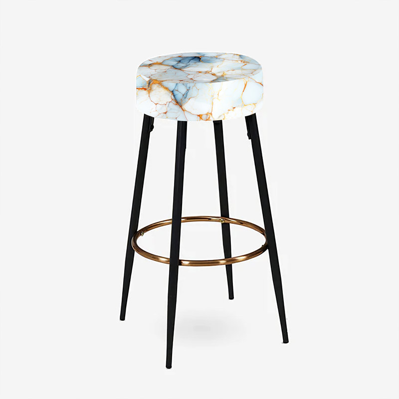 Ensemble de 2 tabourets de bar or et bleu