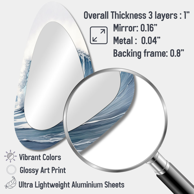 Grand miroir mural Ocean Wave Wave III - Modern Beach
