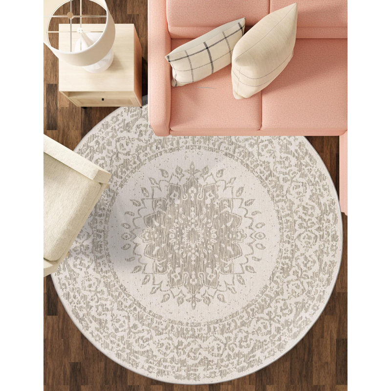 Tapis gris transitionnel Hintz, Rond 3 pi 1 po