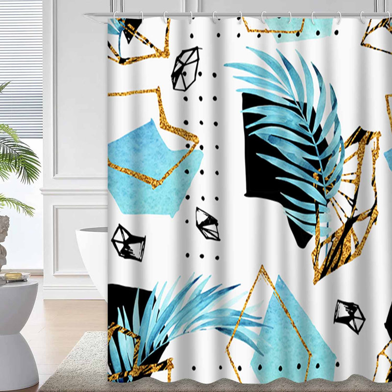 Rideau de douche imperméable doré, rideaux de douche pour la salle de bain avec 12 crochets, 72" L x 84" W