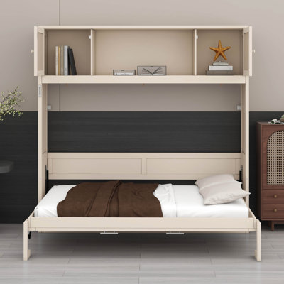 Lit escamotable double avec armoires de rangement