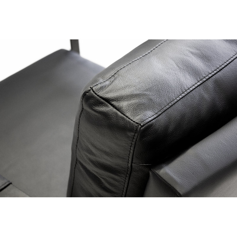Fauteuil en cuir 63,5 cm de large avec dessus en cuir Mitchell, Noir