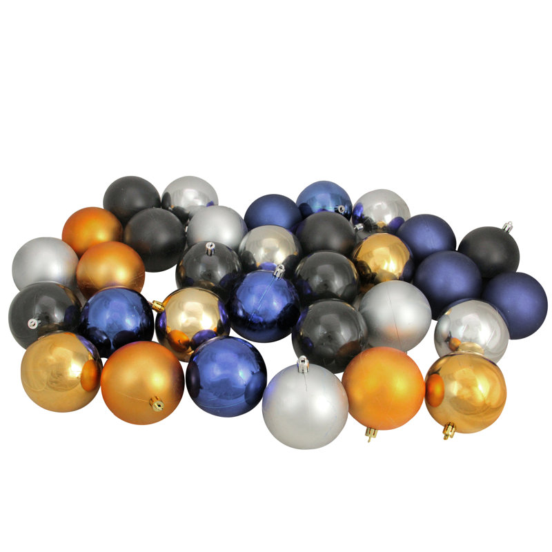 Boules de Noël incassables à 2 finitions, Bleu, noir, doré