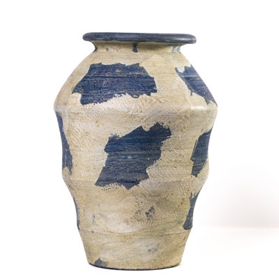 Visha Cream And Blue Terracotta Vase